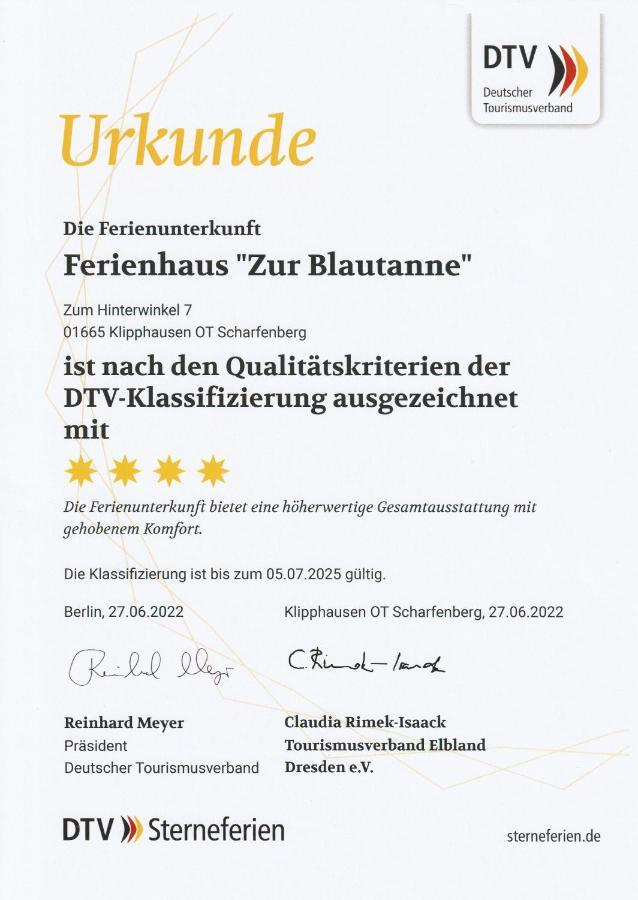 Ferienhaus Zur Blautanne Klipphausen Exterior foto